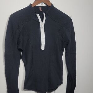 Free People Black Zip-Up Sweater